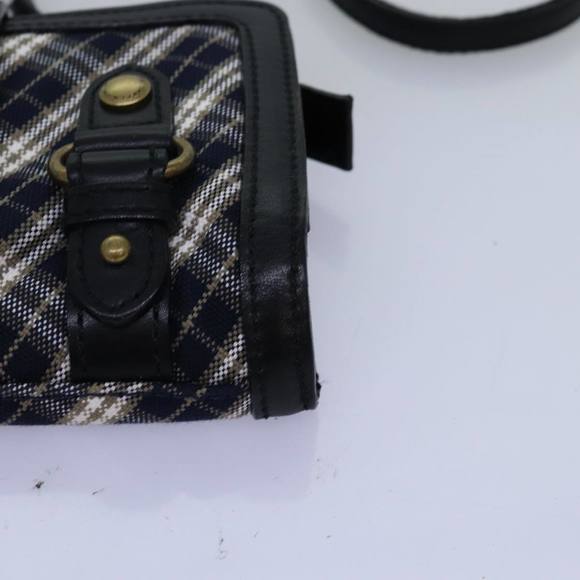 BURBERRY Nova Check Blue Label Shoulder Wallet Canvas Navy Auth 74253 - Picture 15 of 16